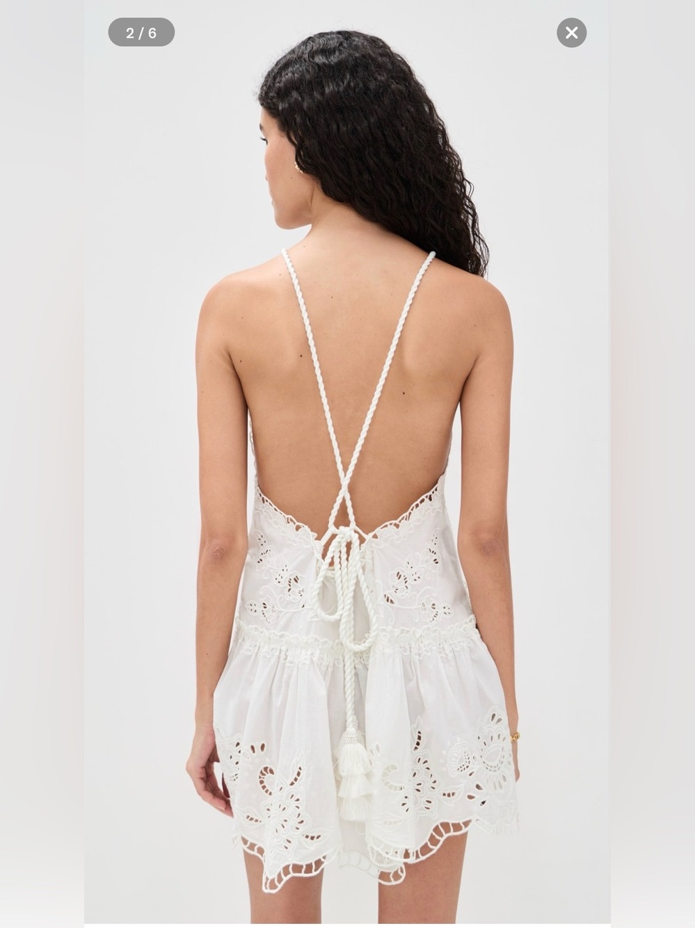 FARM Rio - White Richilieu Mini Dress
White Eyelet Halter Mini Dress - Picture 2 of 8